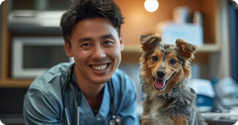 Veterinarian with a dog